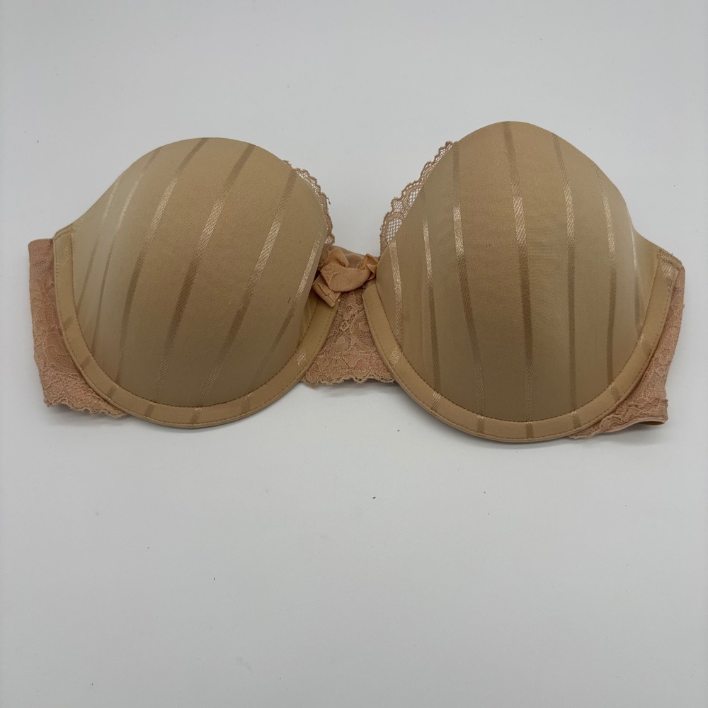 Felina Lingerie Strapless‎ Bra Nude Stripe Lace 36C 91084